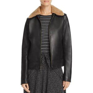 Vince Shearling Collar Leather Jacket Small